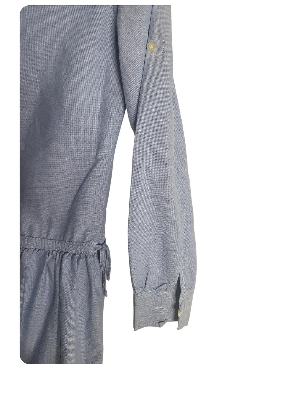 Ralph Lauren Girls Size 14 Blue Oxford Drop Waist Shirt Dress Roll Tab Sleeve